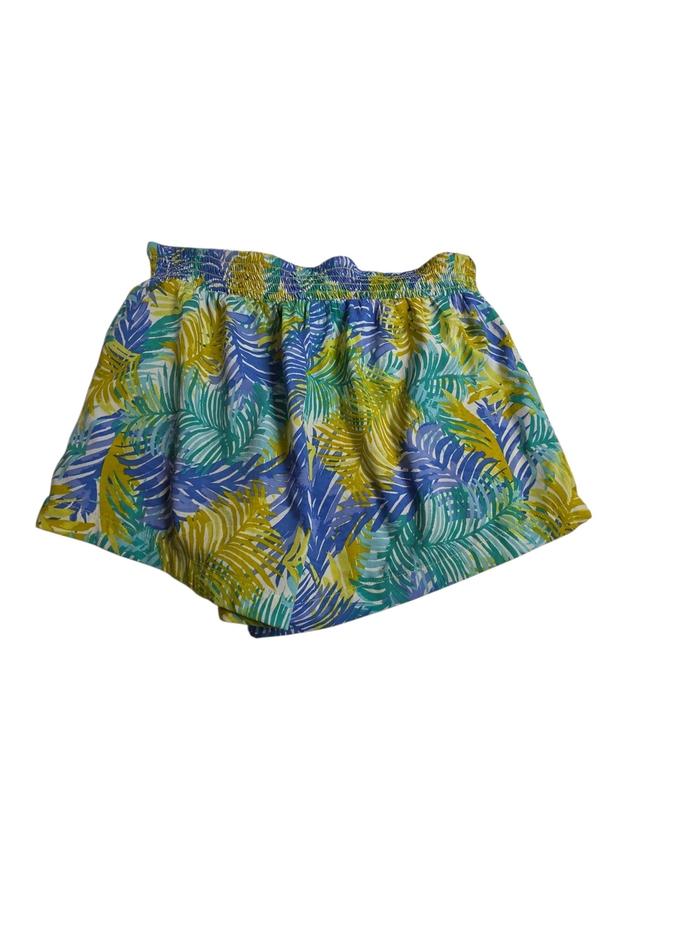 Mud Pie Tropical Leaf Elastic Waist Shorts - Yellow, Blue, Green - Picture 2 of 4